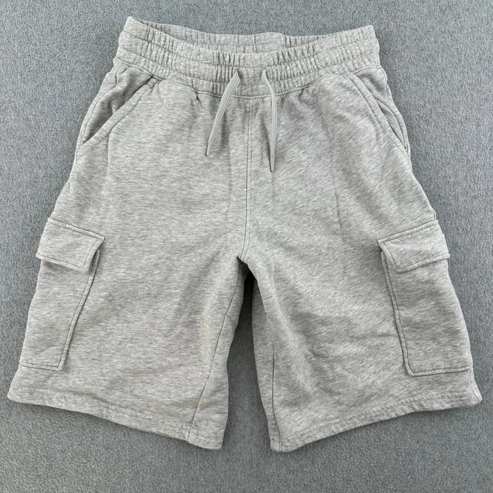 H&M Cargo Shorts Boys Size 16 Grey Sweatshorts Drawstring Casual Comfort